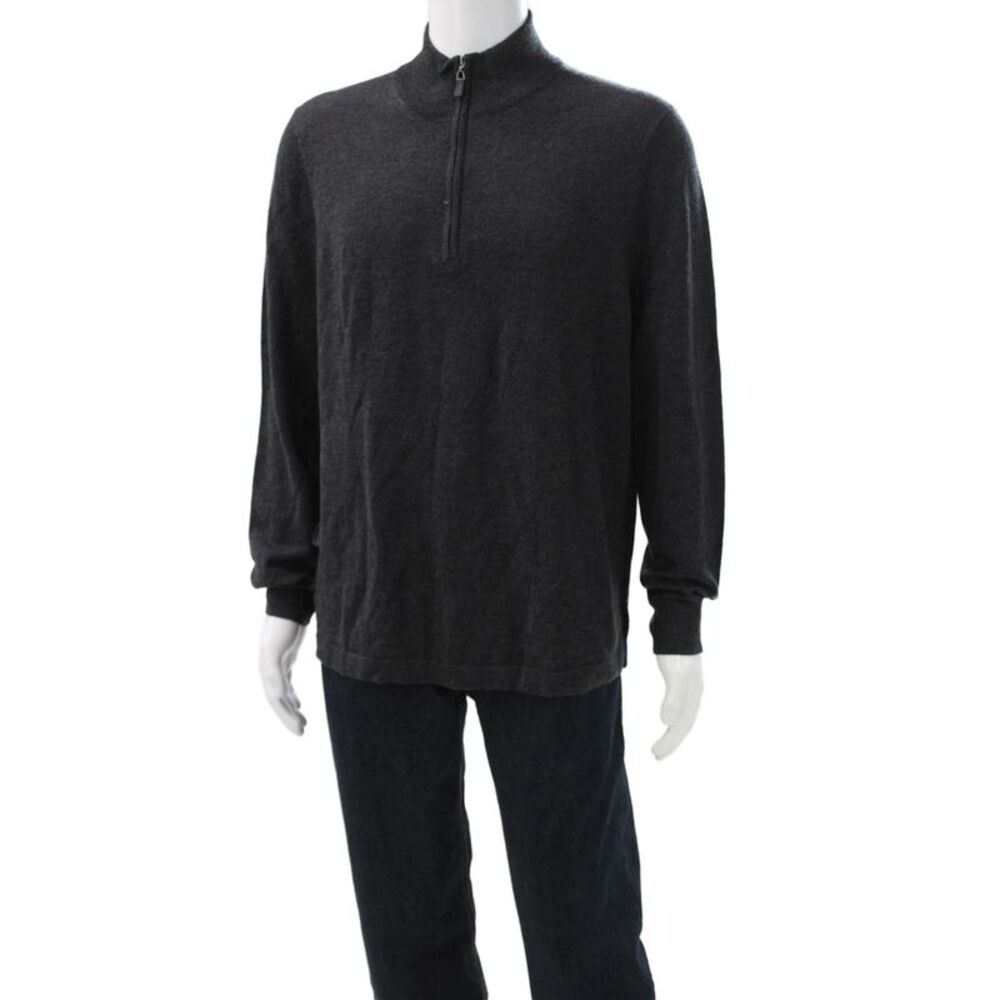 Kiton Mens Pullover Cashmere Mock Neck Sweater Gray Long Sleeve Size XL